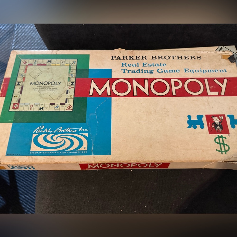 Vintage 1961 Parker Brothers MONOPOLY Board Game – Complete Set, Retro Classic!